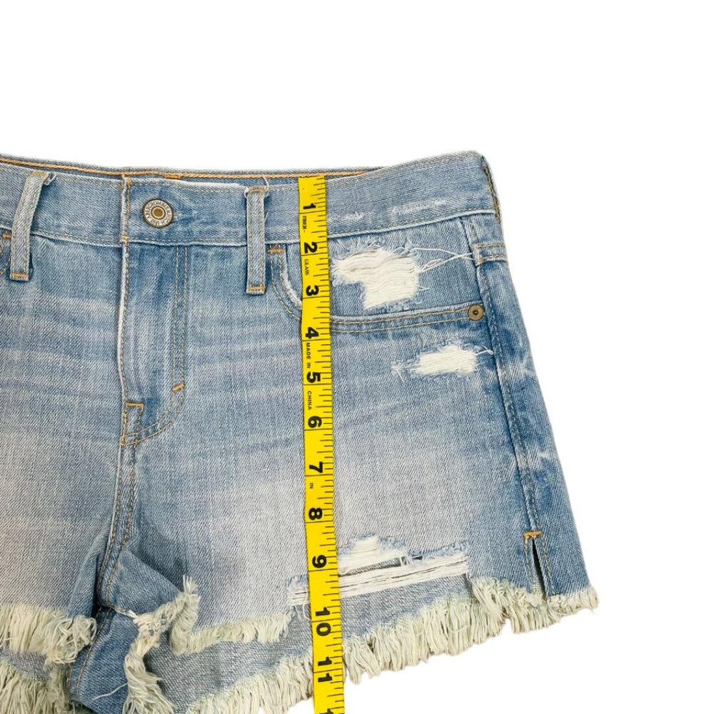 Abercrombie & Fitch Womens Mid Rise Distressed Jean Shorts Size 27 Light Wash - Picture 6 of 6